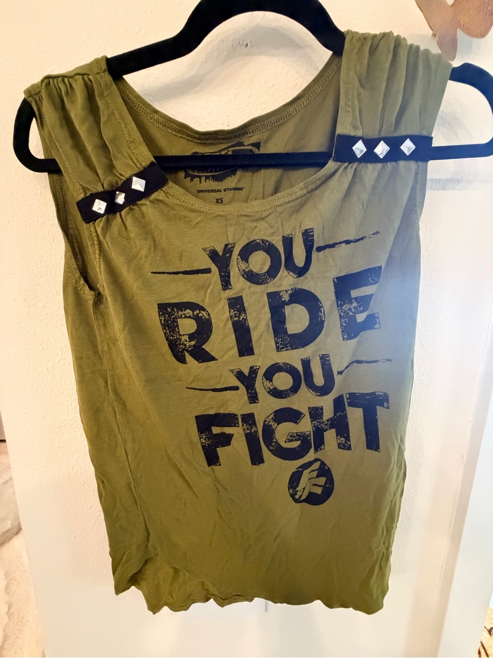 Olive Green Graphic Women's Muscle Tank - You Ride You Fight
